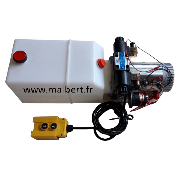 Pompe hydraulique 12V double effet réservoir 4L 0.8kw - Malbert - Remorques  et Pieces